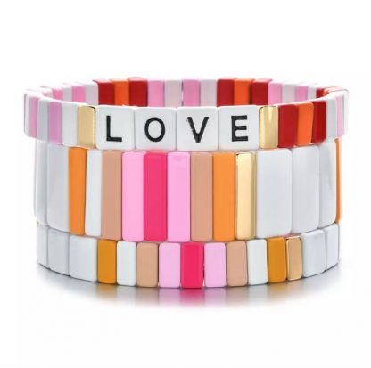 Pink Üçlü Kombin Domino Bileklik 1107